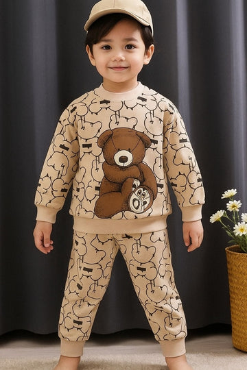 00001 Off white Full Bear Printed Sweatshirt With same Trouser