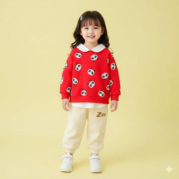 00001 Red panda Sweatshirt With Off White Trouser