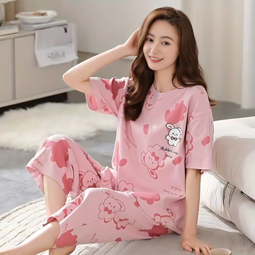 00001 BABYPINK KITTY PRINT T SHIRT HERE IT IS PRINTED HALF SLEEVES WITH KITTY PRINTED TROUSER