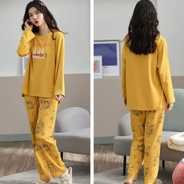 020 Yellow Carrot Print T-Shirt With Yellow Print Trouser