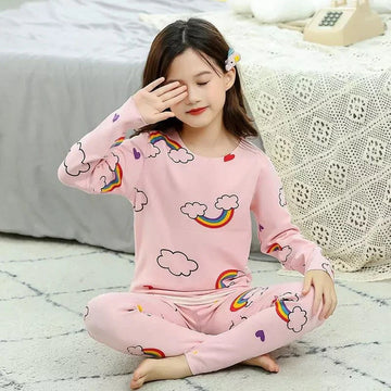 Baby/Baba Pink Rainbow Printed T-shirt & Trouser