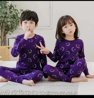 Baby or Baba Purple Moon and Star Print Full Sleeves Kids Suits(1 Pcs)