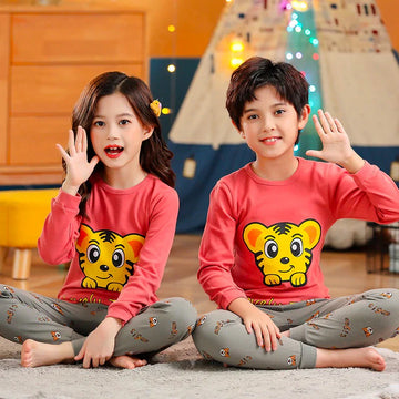 Baby or Baba Red Tiger Printed with Printed Pajama Kids Suits (1 Pcs)