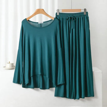 0021 Green Loose Frill Sleeves With Plazzo Trouser Night Suit