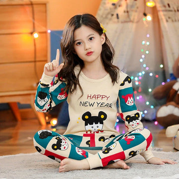 Baby/Baba Multicolor Happy New Year Printed T-shirt With Trouser