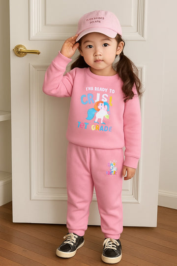 0000 BabyPink Unicon Sweatshirt With Trouser For Kids