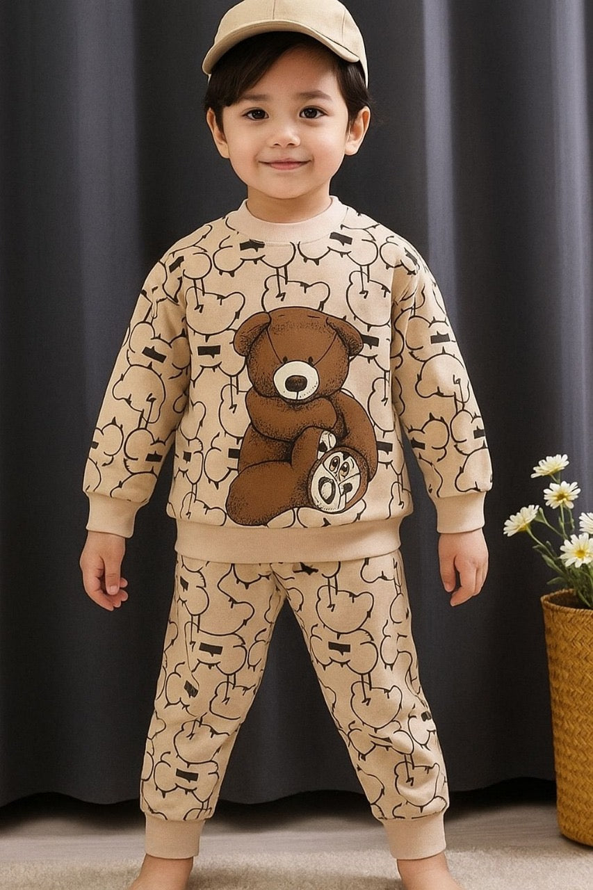 00001 Off white Full Bear Printed Sweatshirt With same Trouser
