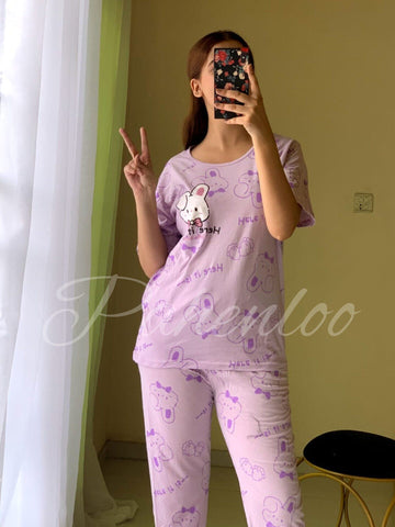 003 LILIC KITTY PRINT T SHIRT HERE IT IS PRINTED HALF SLEEVES WITH KITTY PRINTED TROUSER