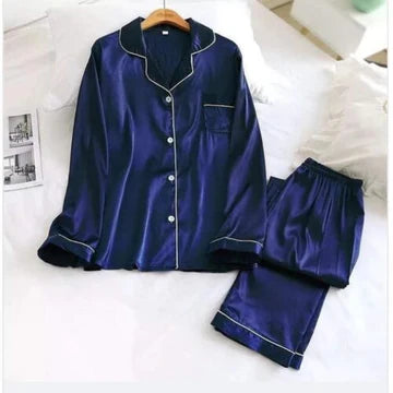 Navy Blue Silk Nightwear