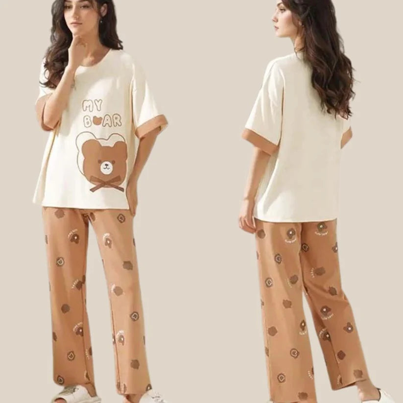 063 Skin My Bear Printed T-Shirt With Bear Printed Trouser