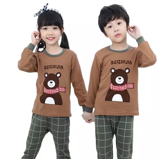 010 Brown Bear Printed T.Shirt  With Box Print Trouser