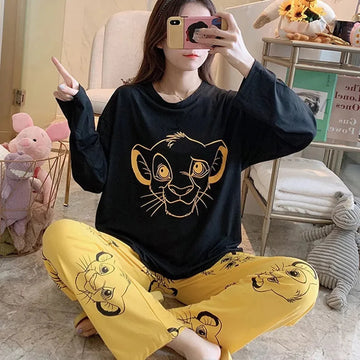 030 Black and Yellow SIMBA print T Shirt Full Sleeves with Printed Trouser