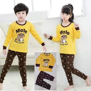 Baby/Baba Yellow and Brown Mole printed T.Shirt With Trouser