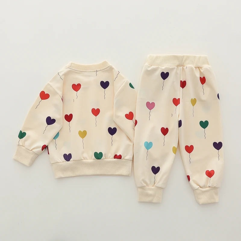 01 White Multi Color Heart Sweat Shirt With White Trouser