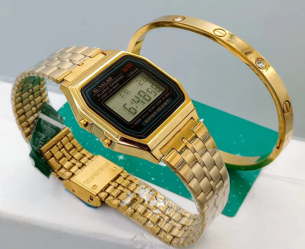 AL-SALAH GOLDEN LADIES WATCH WITH BANGLE