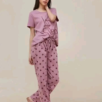 T Pink Love Sleep With Star Printed Trouser