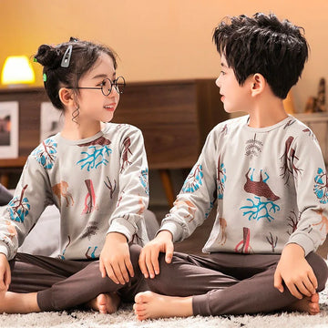 Baby or Baba Brown Trees Printed with Printed Pajama Kids Suits (1 Pcs)
