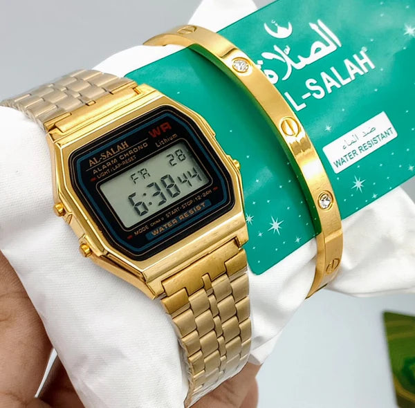 AL-SALAH GOLDEN LADIES WATCH WITH BANGLE