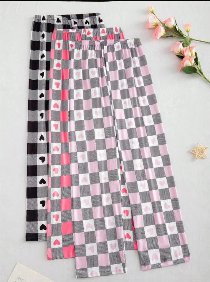 00000  Pack of 3 Checkered Hearts Printed