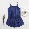 NAVY BLUE T SHIRT SLEEVES LESS WITH SHORT CAMI SET