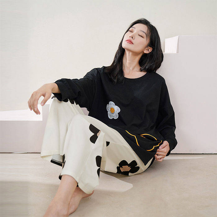 0000 A Black Flower Print Full Sleeves With Printed Trouser