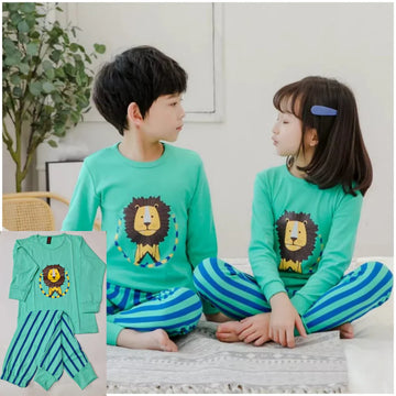 Baby/Baba Sea Green Lion Printed T.Shirt With Linning Trouser