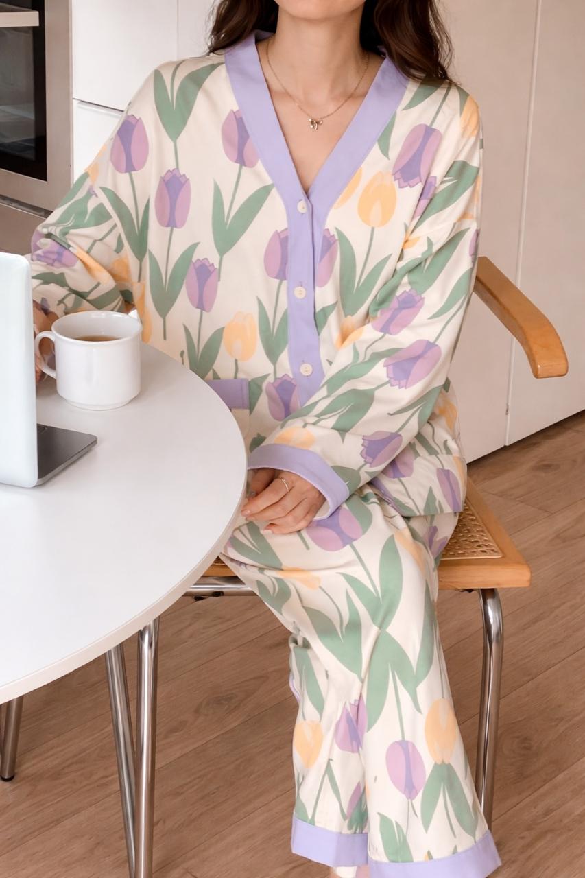 0000 Offwhite Flowers Printed Front Button Style For Her