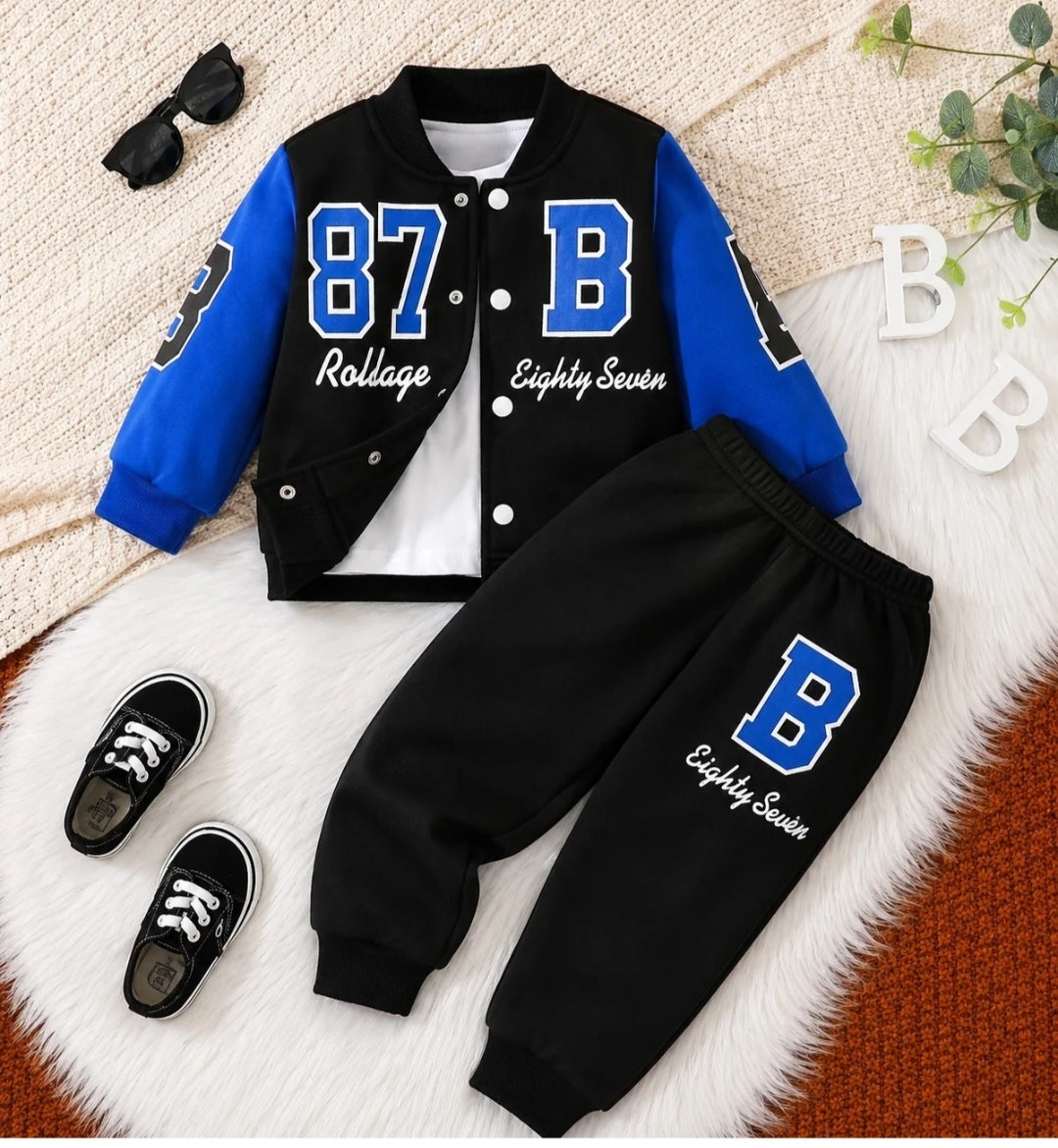 Black and Blue 87 B Printed Varsity Tracksuit