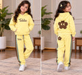 Yellow Toddie Printed Hoodie With Strip Lining Tracksuit