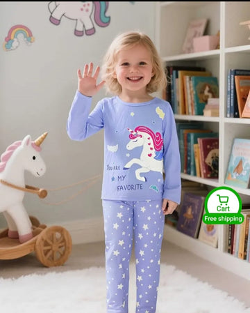 0000 Your are My Favourite Unicorn Printed Full Sleeves T-shirt with Star Printed Pajama Kids Suits
