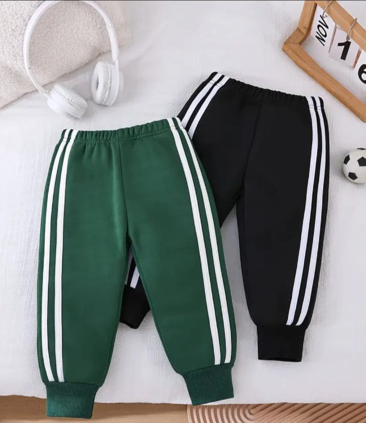0001 Pack Of 2 White Strips Trousers (Black/Bottle Green)