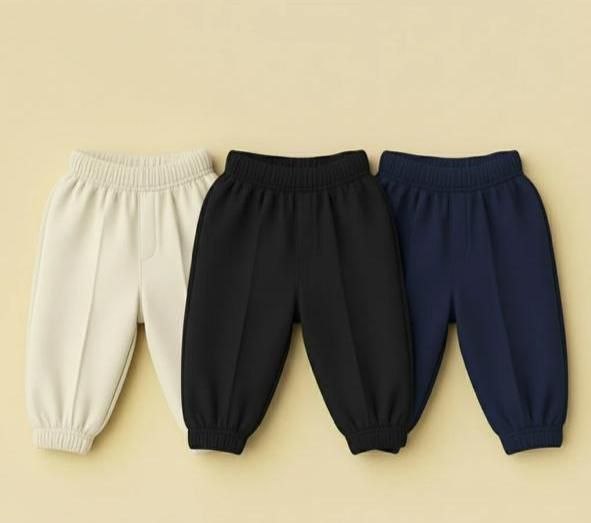 0001 Kids Joggers Pants Pack Of 3 Pants (Navy Blue/Black/Cream)