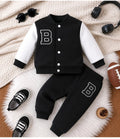 Black B Printed Varsity Fleece Tracksuit