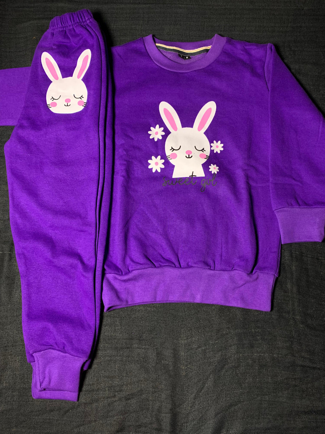 00000 PURPLE CUT RABBIT SWEATSHIRT WITH PURPLE TROUSER FOR KIDS