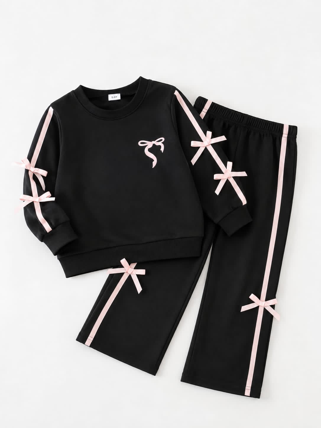 0000 Black Bow Charm kids Tracksuit
