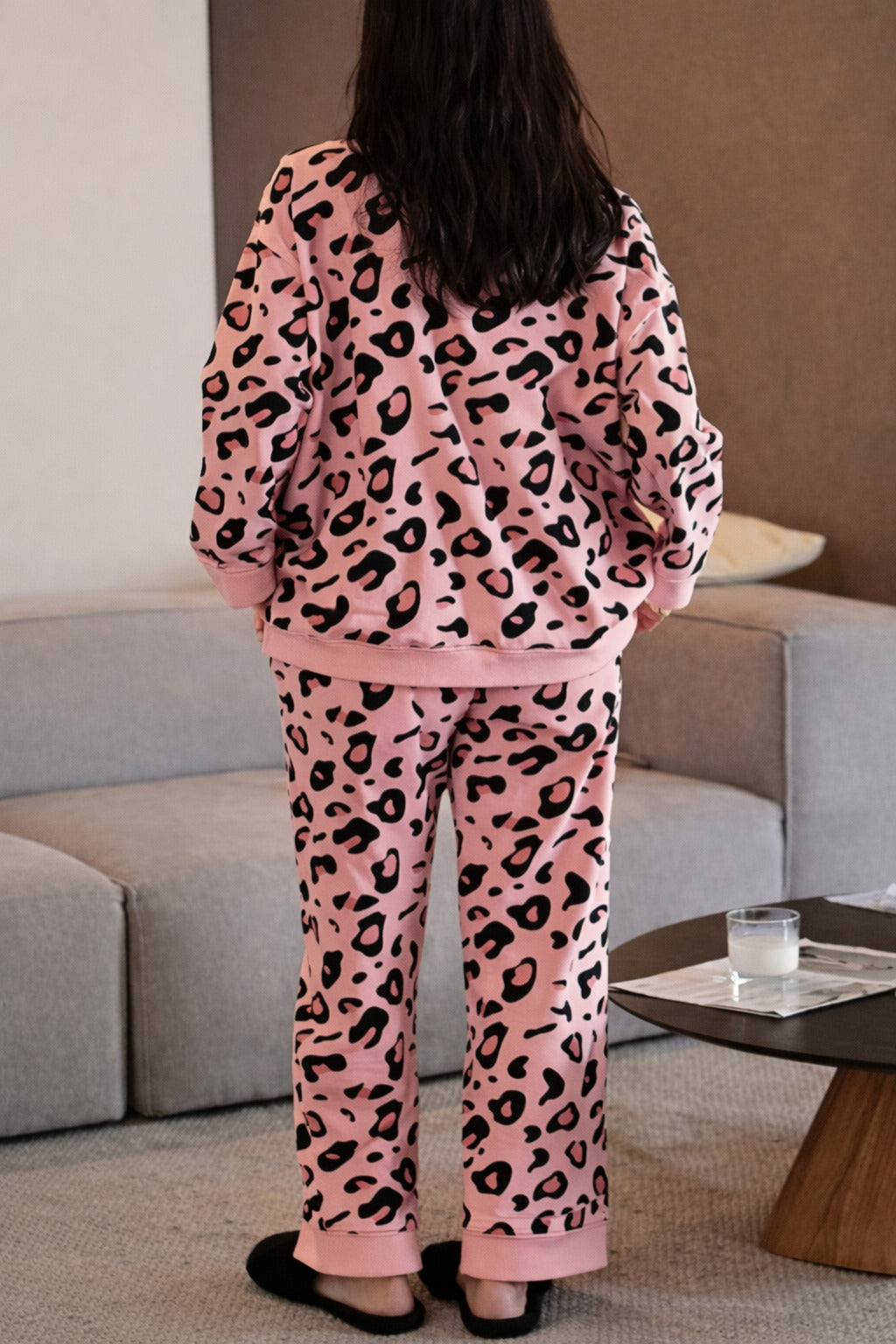 0001 Baby Pink Cheetah Printed Front Button Style For Her