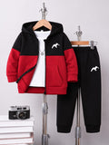 Red Black Urban Hooded Kids Tracksuit