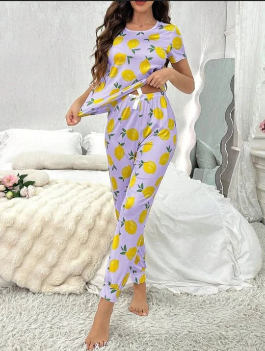 0002 Lilic Lemons Half Sleeves Printed With Printed Trouser