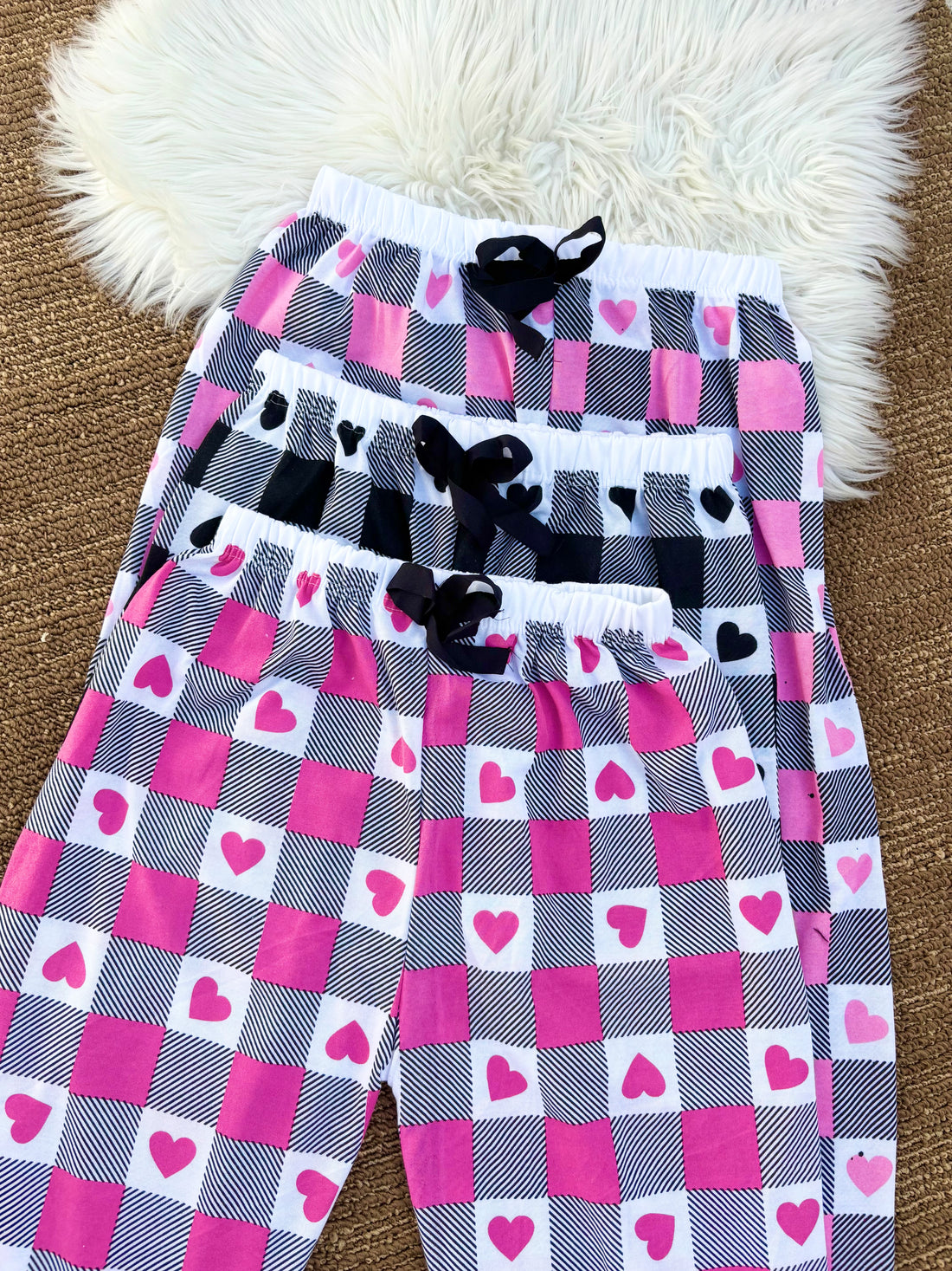 00000  Pack of 3 Checkered Hearts Printed Plazzo