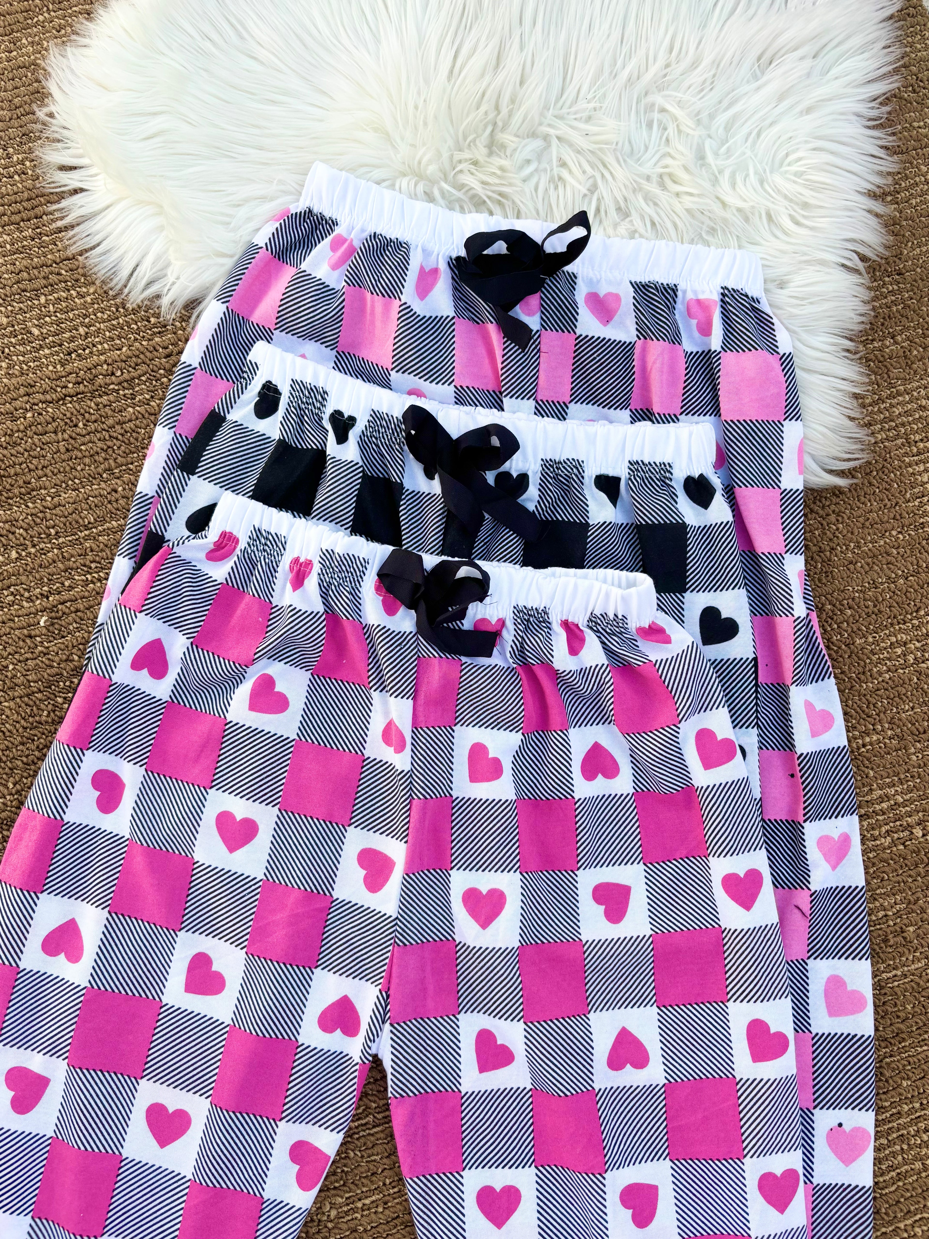 00000  Pack of 3 Checkered Hearts Printed