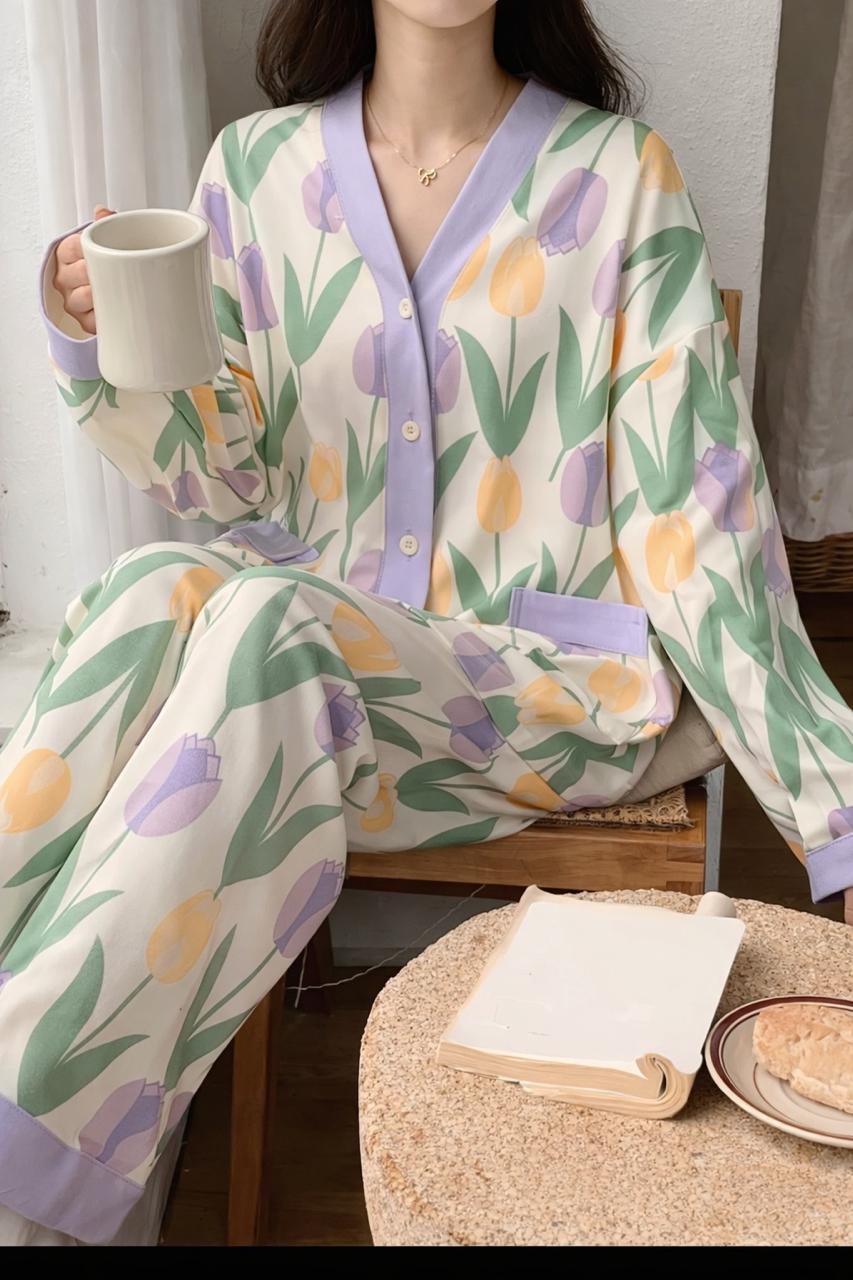 0000 Offwhite Flowers Printed Front Button Style For Her