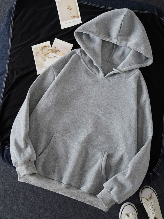 GREY PLAIN HOODIES