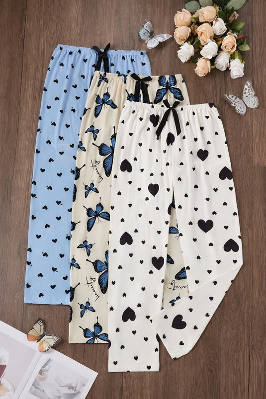 0000 Pack of 3 Butterflies And Hearts Printed Plazo For Her