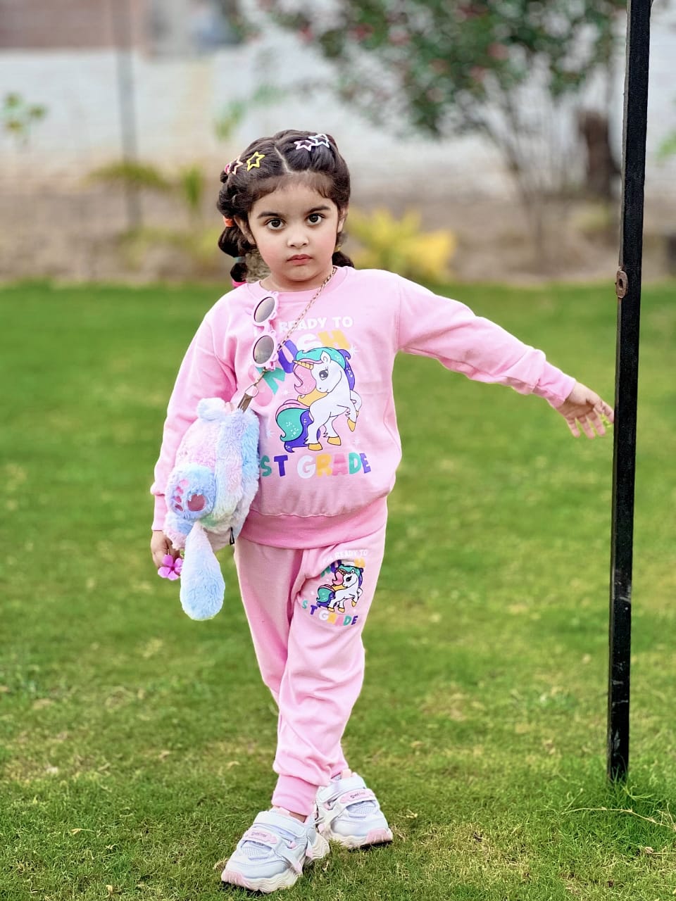 0000 BabyPink Unicon Sweatshirt With Trouser For Kids