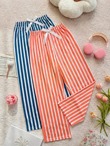 0000 Pack of 2 Blue And Orange Lining Printed Plazzo for her