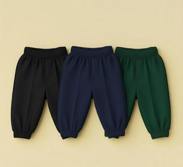 0001 Kids Joggers Pants Pack Of 3 Pants (Navy Blue/Black/Bottle Green