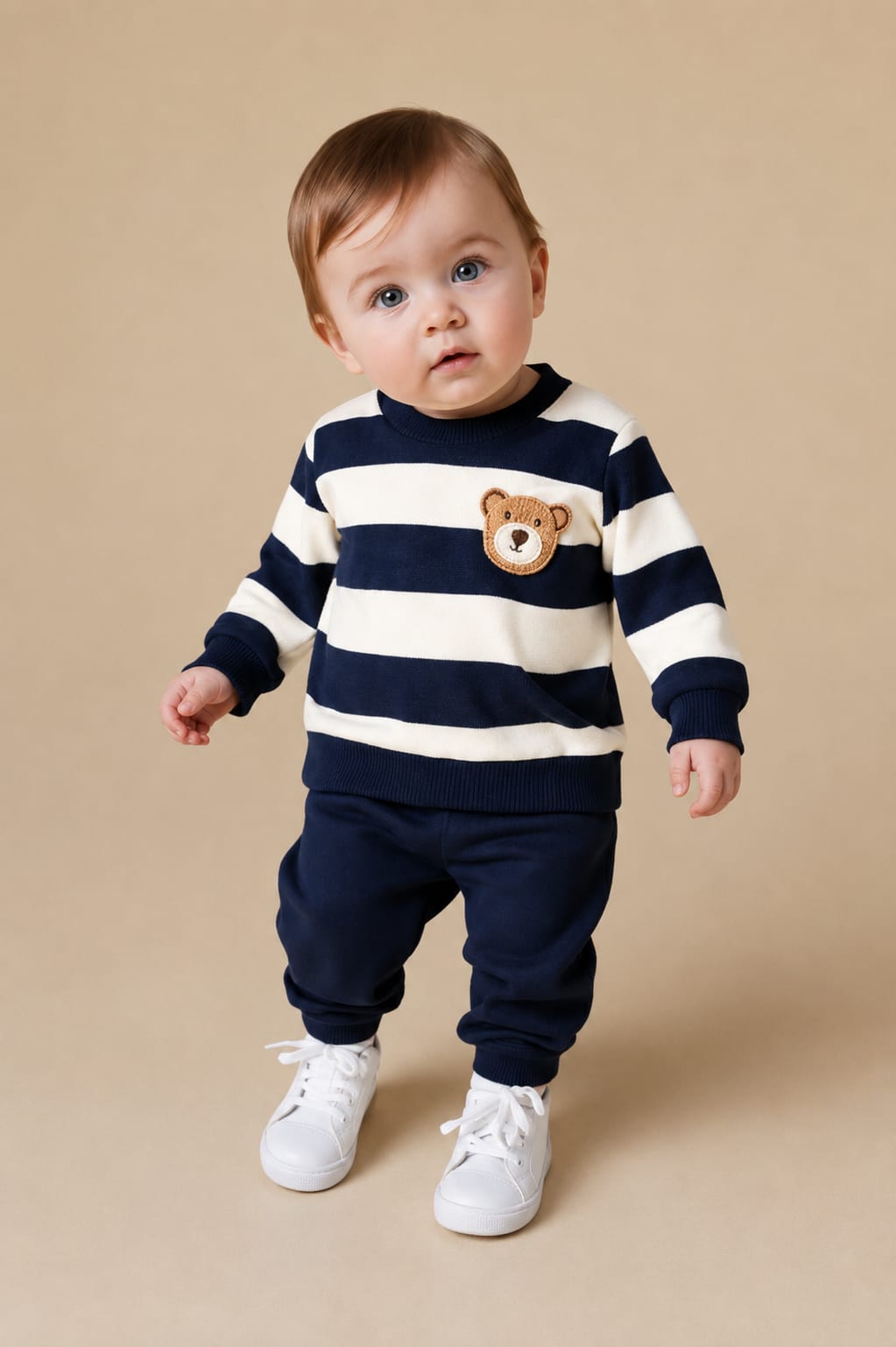 0000 Teddy Bear Printed Strip Kids Tracksuit