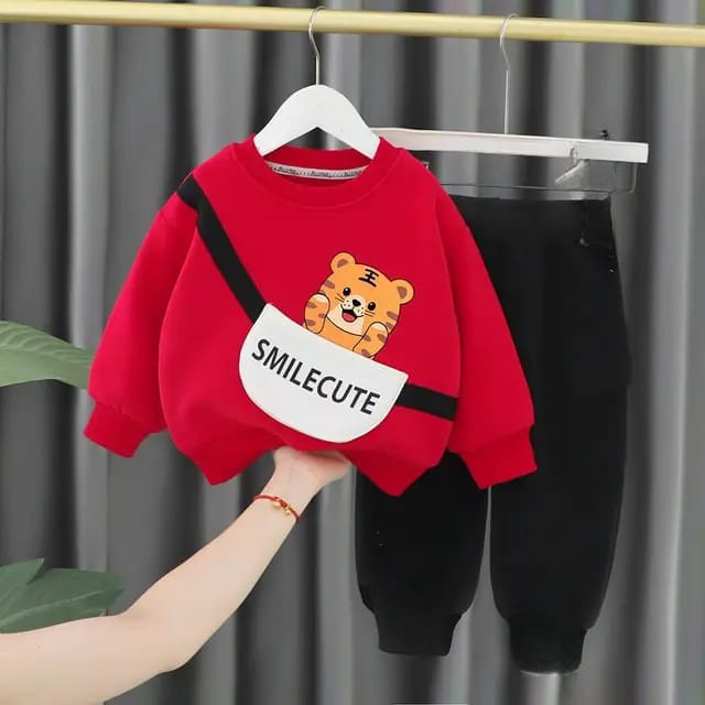 Red Tiger Sweat Shirt with Black Trouser for Kids