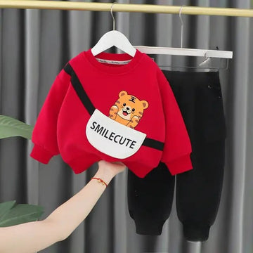 Red Tiger Sweat Shirt with Black Trouser for Kids