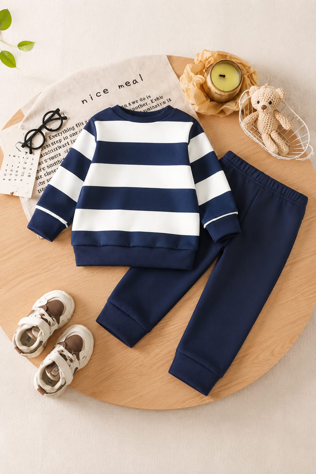 0000 Teddy Bear Printed Strip Kids Tracksuit